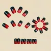 Parche de Manicura Cuadrado Europeo de Longitud Media con Degradado de Purpurina Roja Parche de Manicura de Moda Europea y Americana Desmontable y Portátil