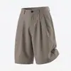 Shorts de Traje Rayados Retro para Hombre, Nuevo Estilo de Verano con Diseño de Pliegues, Corte Recto Holgado, Pantalones Simples Casuales de Cinco Puntos