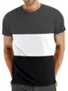 Amazon Verão Tamanho Plus Casual Gola Redonda Manga Curta Top Masculino Transfronteiriço Divisão de Cores Moda Masculina Fitness Esportes Camiseta
