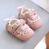 Nuevos Zapatos para Caminar de Bebé Otoño 2026 para Niñas, Estilo Coreano Florales Suela Suave Zapatos de Bebé con Velcro y Lazo