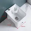 Fregadero de balcón para mopa con reposapiés, lavabo para fregar mopa, lavabo para mopa de suelo con desagüe lateral, con cesta de drenaje, drenaje automático, cerámica, otros
