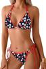 Conjunto de Bikini Triangular de Encaje con Cordones para Mujer de Nylon Transfronterizo Personalizado Sexy Traje de Baño de Dos Piezas Lindo Traje de Baño con Cuello Halter