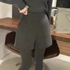 Pantalones cortos de diseño para mujer invierno nuevos de cintura alta brillantes adelgazantes de línea A de pierna ancha bootcut ropa exterior capa base botas de cintura alta