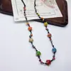 Colar de contas de cerâmica colorida Moda Retro Novo Estilo Chinês Personalidade Colar Longo Camada Dupla Colar Colar Avançado Atacado