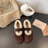 Zapatos Mary Jane de un solo paso que aumentan la altura con forro polar, Birkenstocks peludos para mujer 2026 moda estilo coreano invierno nueva llegada mocasines zapatos de algodón
