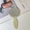 Espejo de maquillaje con mango coreano, espejo de maquillaje diario, espejo de mano portátil, espejo de tocador de una sola cara para niña.