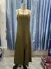 Estação Independente Transfronteiriça Europeia e Americana Moda Nova Verão Elegante Temperamento Casual Fenda Cor Sólida Alça Fina Vestido Roupas Femininas