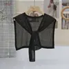 Chal de punto fino de seda helada calado estilo nuevo 2026 para combinar con camisas y faldas, se puede usar sobre una camiseta o como un chaleco pequeño para mujeres en verano