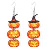 Aretes Europeos y Americanos Nuevos de Halloween de Madera con Impresión a Color, Aretes de Puntada de Murciélago, Calabaza, Fantasma, Calavera, Bruja