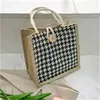 Bolsa Tejida para Niña Otoño Nuevo Bolso Rayado Simple Bolsa para Almuerzo 2021 Lino Bolsa Pequeña para Mujer