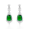 Nuevo Collar Colgante de Piedra Preciosa Flor de Trigo de Amazon para Mujer, Anillo de Diamantes Completos de Alta Gama, Pendientes Colgantes Color Verde Aqua