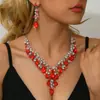Joyería Ecológica Más Vendida Suministro Transfronterizo Conjunto de Collares de Novia Moda de Gama Alta Cristal Joyería para Vestido de Novia Banquetes