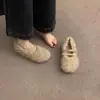 Sapatos Peludos Femininos para Uso Externo 2026 Tendência de Moda Novo Estilo Outono e Inverno Sola Macia Sapatos Femininos Mocassins Peludos Sapatos de Algodão