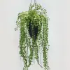 Planta Verde Artificial Hoja de Helecho Maceta Decoración de Escritorio para Sala de Estar Decoración de Interiores Paisaje Flor Artificial Colgante de Ventana de Restaurante Hotel