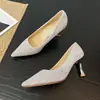 Sapatilhas Femininas Bico Fino com Strass Francês Sapatos Planos Bonitos para Casamento Sapatos de Noiva Mocassins Elegantes B835-ES215