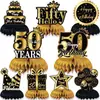 Decoración de Mesa para 16º Cumpleaños Negro Dorado Panal de Abeja Mesa Decoraciones para Fiesta de Cumpleaños Suministros Adornos de Panal para Fiesta