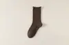 Calcetines holgados de algodón puro para otoño para mujer, calcetines blancos versátiles de media pantorrilla para mujer, calcetines largos clásicos de color liso sin costuras para primavera y otoño para mujer
