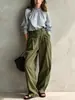 Calça Casual de Cintura Alta Wide Leg Europeia e Americana Transfronteiriça para Mulheres Outono 2026, Calça Longa Drapê Solta de Pernas Retas Primavera e Outono