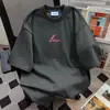 Camiseta de Manga Corta con Estampado de Graffiti Simple de Diseño de Nicho para Mujer 2025 Verano Casual Holgada Retro Top