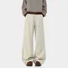 Jeans Rectos Melange Gris Oscuro para Hombre, Pantalones Nuevos de Primavera con Estilo Americano, Pantalones de Trabajo a Cuadros Retro de Leñador
