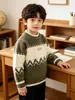 Suéteres para Niños, Prendas de Punto de Cuello Alto Medio Nuevas para Otoño e Invierno para Niños, Suéteres de Punto Cálidos Fair Isle para Niños