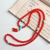 Pulsera de Cuentas Redondas Color Rojo Caqui de 16 mm Ágata Roja Completa Piedra de Cuarzo Jade Rojo Ágata Roja del Sur Pulsera Atmosférica para Hombres y Mujeres