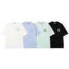 Camiseta Masculina Casual de Verão com Estampa de Letras em Espuma de Pedra Transfronteiriça, Manga Curta, Algodão Puro, Gola Redonda com Bússola, Camiseta Básica