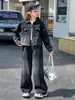 Conjunto de Mezclilla Degradada para Niñas 2026 Otoño Nuevo Estilo Chaqueta Corta de Solapa Mediana y Grande Pantalones de Pierna Ancha Ropa de Otoño para Niños