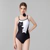 Nuevo Traje de Baño Sexy Deportivo Profesional de Carreras Adelgazante de Cintura con Espalda Descubierta Estampado de Gato Blanco y Negro de Moda