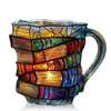 Caneca com Design de Livro Pintado, Artesanato em Resina 3D em Formato de Livro Estilo Europeu, Decoração de Mesa, Presente Criativo