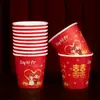 Copa de Vino Mini Pequeña Engrosada para Boda Copa Pequeña Roja Taza Desechable de Papel para Boda Té Brindis Metabo