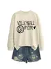 Mamá de Voleibol Amazon Ebay Estación Independiente Moda Versátil Deportes Sudadera para Mujer Otoño e Invierno Camiseta Interior