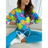 2023 Nueva Camisa Pulóver Redonda Estampada de Seis Colores Personalizada de Venta Caliente para Mujer Estación Independiente de Ebay Transfronteriza