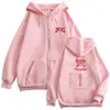 Cárdigan con cremallera estampado Straykids Domin en inglés por delante y por detrás Versátil para pareja Holgado Ropa de abrigo Sudadera con capucha