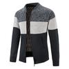 Suéter de rayas de talla grande para hombre, nuevo jersey de punto grueso con forro polar, cálido, para otoño e invierno.