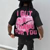 Camiseta Holgada de Verano Hip Hop Street con Estampado de Figura y Letra "I Got A Thang For You" para Hombre y Mujer