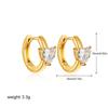 Brincos de amor de zircão incrustados de ouro 18K transfronteiriços europeus e americanos Brincos geométricos de zircão simples em forma de coração Brincos de todos os jogos