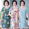 Bata de Algodón y Seda para Mujeres de Mediana Edad y Mayores Verano 2026 Nuevo Pijama de Algodón Artificial Conjunto de Ropa para el Hogar para Mamá Manga Corta