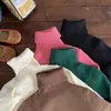 Suéter de Cuello Alto Elástico Estilo Coreano para Niños 2026 Invierno Niños y Niñas Bebé Ajustado de Punto Camiseta Base Superior Cálida