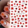 Adesivos de Arte para Unhas Novos Transfronteiriços Outono Ação de Graças Folha de Bordo Vermelha Brilhante Adesivos de Unha Adesivos em Inglês Atacado