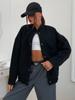 Estilo Casual Transfronteiriço Amazon 24 Outono Nova Roupa Feminina Simples Versátil Bolso Solto Jaqueta Bomber Casaco