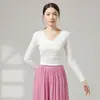 Top de práctica de baile para mujer con tirantes, manga larga y corta, ropa clásica de danza, ballet, entrenamiento corporal moderno para adultos