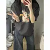 2026 Novo Estilo de Verão Camiseta de Algodão Puro de Manga Curta para Homens e Mulheres, Estampa Divertida de Coelho, Tamanho Grande Solta Gola Redonda Top