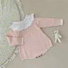 Mono de Punto de Hilo de Algodón para Niñas Estilo Coreano con Cuello Grande