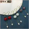 Pendientes de borla de lirio de los valles de plata esterlina S925 hechos a mano con esmalte de color, pendientes antiguos chinos Hanfu cheongsam, gancho para la oreja, estilo de hada