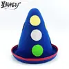 Chapéu pontudo chapéu pontudo de bolinhas coloridas Halloween chapéu amarelo vermelho chapéu de não tecido festival chapéu de apresentação infantil