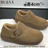 Zapatos de Mujer Estilo Birkenstock de Cuero Genuino de Cobertura Total, Suela Gruesa, Antideslizantes, Forrados de Felpa, Engrosados, Zapatos de Algodón Cálidos, Zapatos de Piel de Cordero, Botas de Nieve
