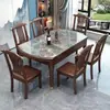 Nuevo juego de mesa y sillas plegables de madera maciza estilo chino, mesa de comedor rectangular extensible y plegable para uso doméstico, con tablero de losa de roca