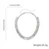 Collar de Moda con Borla Cuadrada Incrustada de Diamantes y Diseño Único, Cadena para el Cuello Exquisita y Versátil, Lujo Ligero y Sensación de Alta Gama, Venta al por Mayor