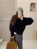 Suéter Pulôver Tricô Casual Feminino Estilo Coreano Novo Outono/Inverno com Punhos Torcidos, Macio, Grosso, Quente